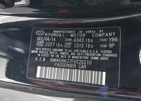 2015 Hyundai Genesis 3.8 R-Spec из США, поврежденный, VIN KMHHU6KJ7FU126210